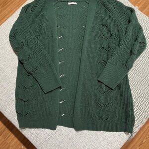 Forest Green Knit Cardigan Sweater